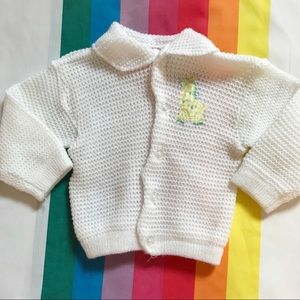 80s Giraffe White Knit Cardigan 0-6 months